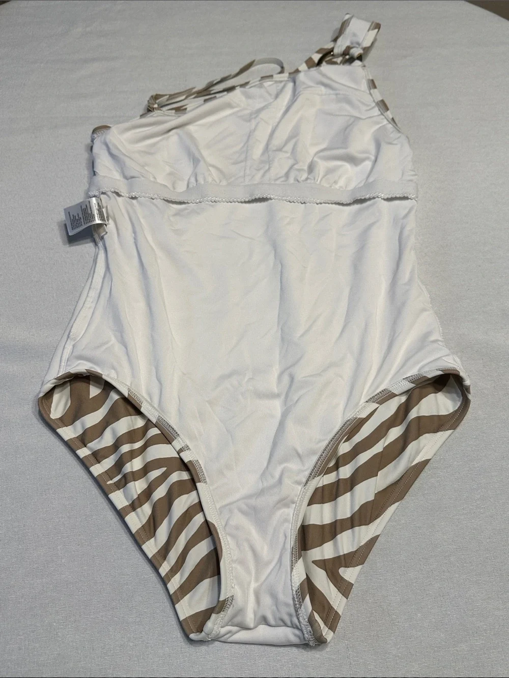 MICHAEL Michael Kors Taupe and White Zebra One-Piece Swimsuit